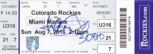 3000本安打達成試合チケット　2016/8/7/マイアミ・マーリンズ　イチローのサムネール