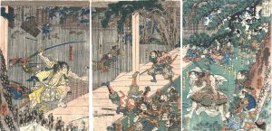 曽我致宗本意を達し右幕下の本陣へ切込み捕わるの図